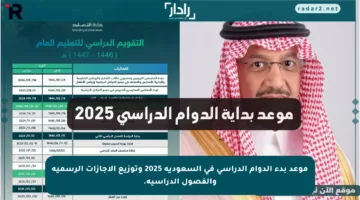 موعد بدء الدوام الدراسي في السعودية 2025 وتوزيع الإجازات الرسمية والفصول الدراسية.